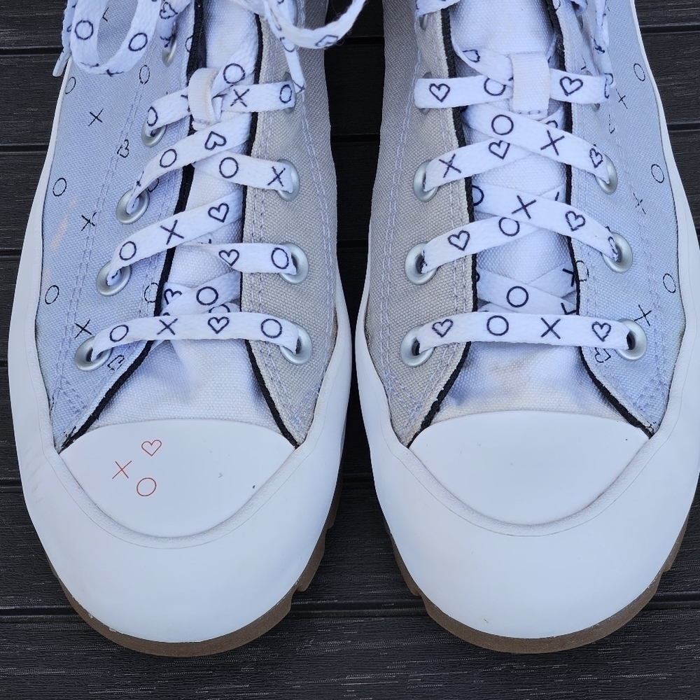 Converse All Star Lift Platform Run Star Shoes Gray Blue Hearts Women's Size 8 - Picture 5 of 15